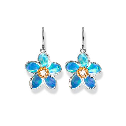Plumeria Drop Earrings in Two-Tone Gold by Galatea