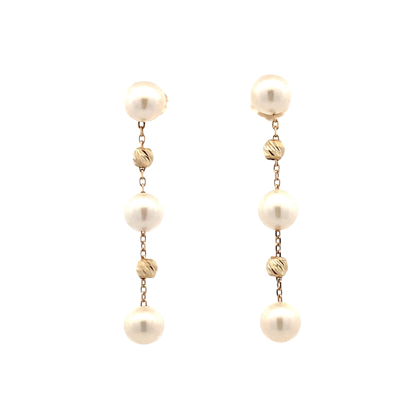 Beaded Pearl Drop Earrings in Yellow Gold by Imperial
