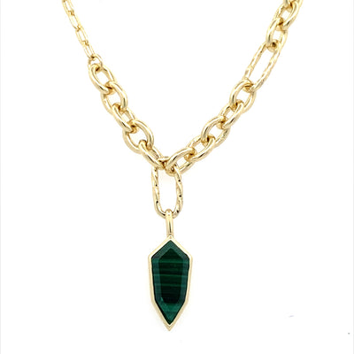 Ania Haie Sterling Silver/Gold Malachite Emblem Necklacer N042-01-G-M