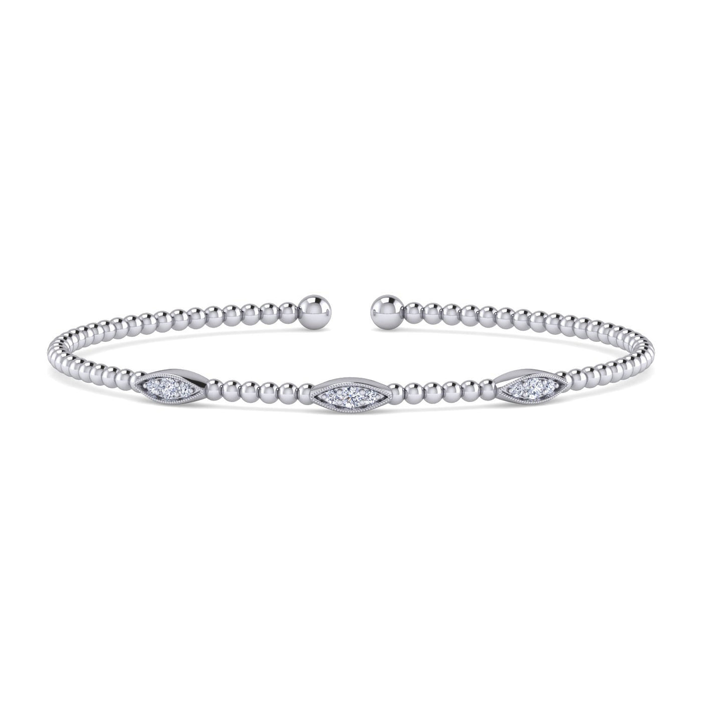 Bujukan Diamond Marquise Station Bangle in White Gold by Gabriel & Co.