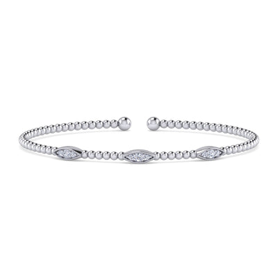 Bujukan Diamond Marquise Station Bangle in White Gold by Gabriel & Co.