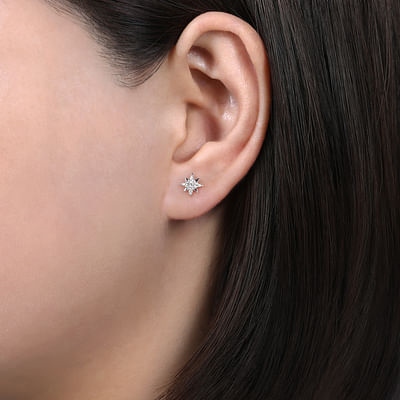 Diamond Star Stud Earrings in White Gold by Gabriel & Co.