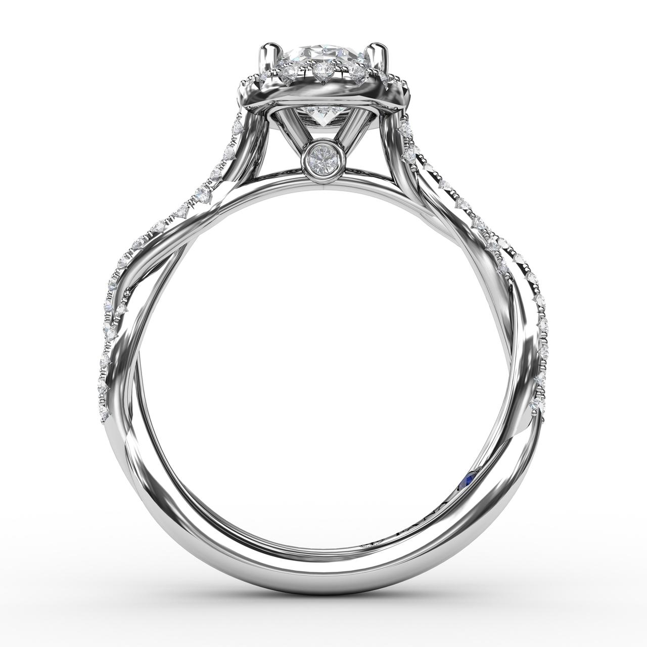 FANA 14 Karat Halo Round Shape Engagement Rings S3111/WG