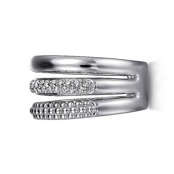 White Sapphire Bujukan Band in Silver by Gabriel & Co.