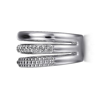 White Sapphire Bujukan Band in Silver by Gabriel & Co.