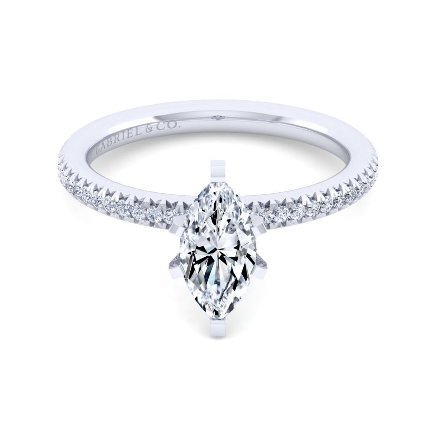 Gabriel & Co. 14 Karat White Gold Side Stones Round Diamond Engagement Ring ER4181M4W44JJ