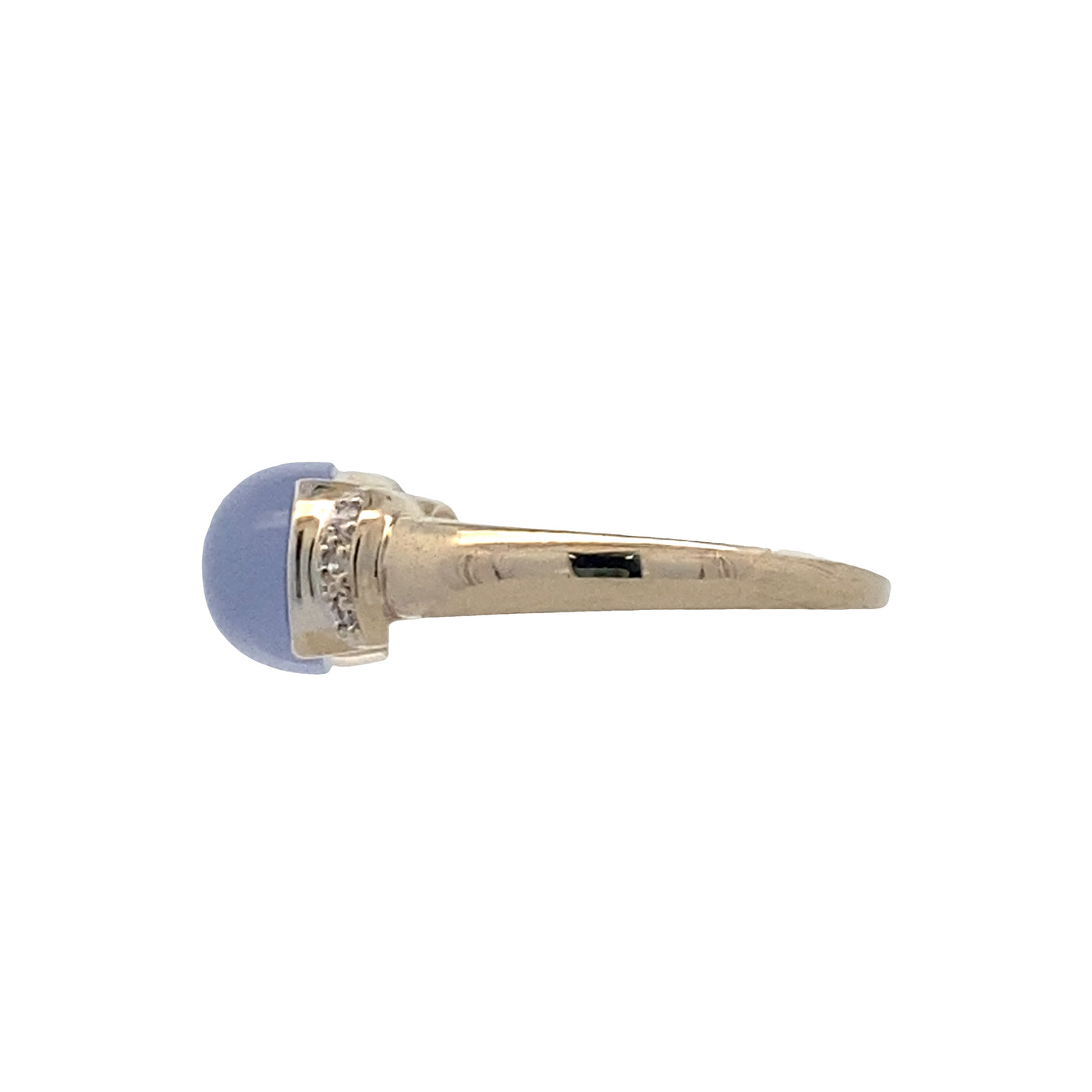 ESTATE Chalcedony and Diamond Ring in White Gold