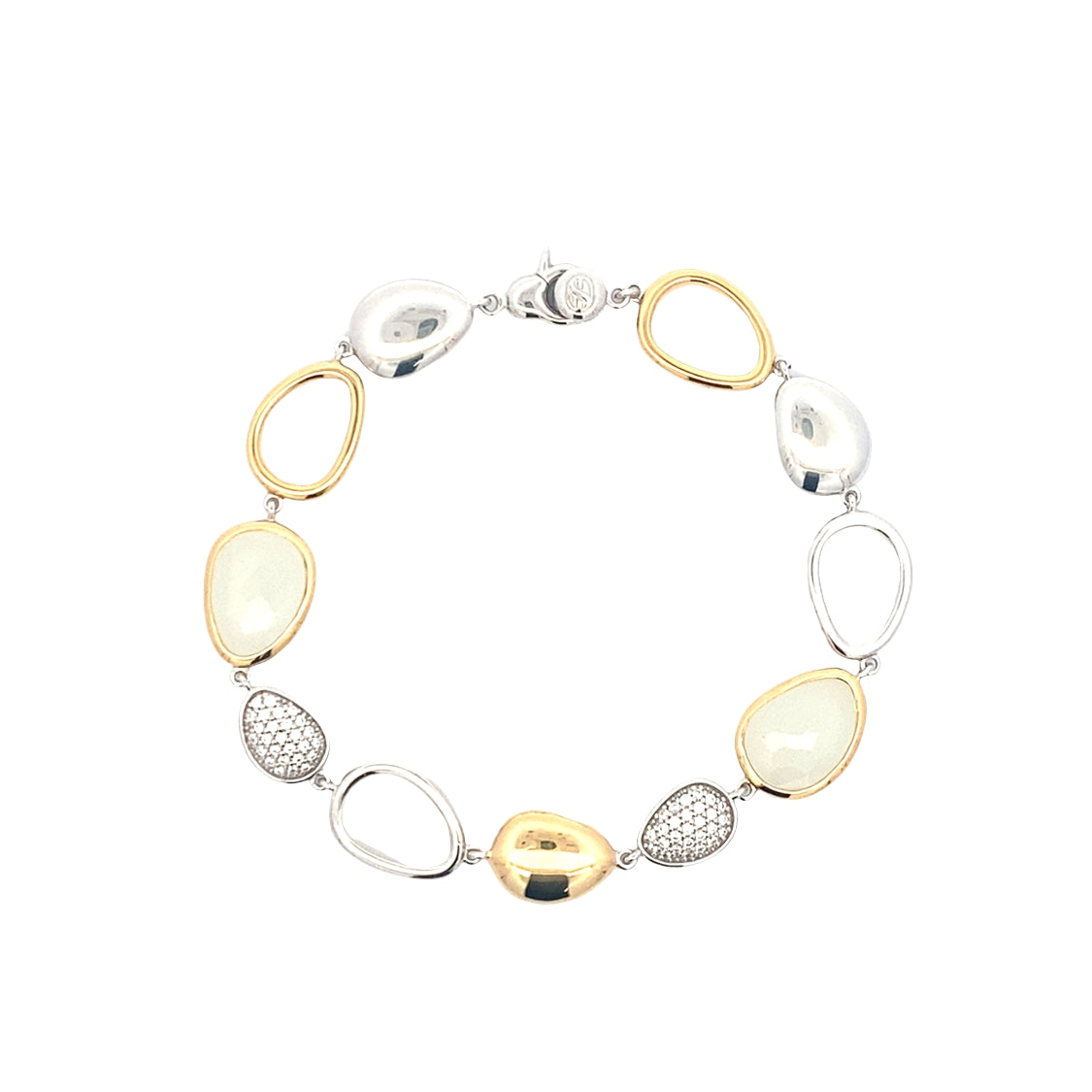 CZ Link Bracelet in Silver with Gold Plating by Ti Sento Milano