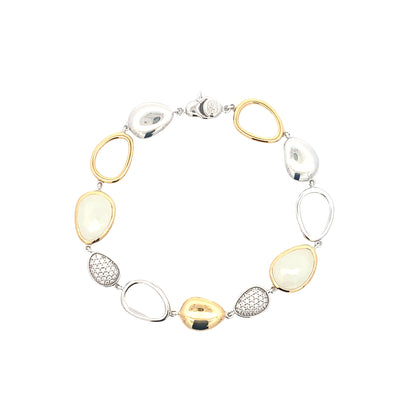 CZ Link Bracelet in Silver with Gold Plating by Ti Sento Milano