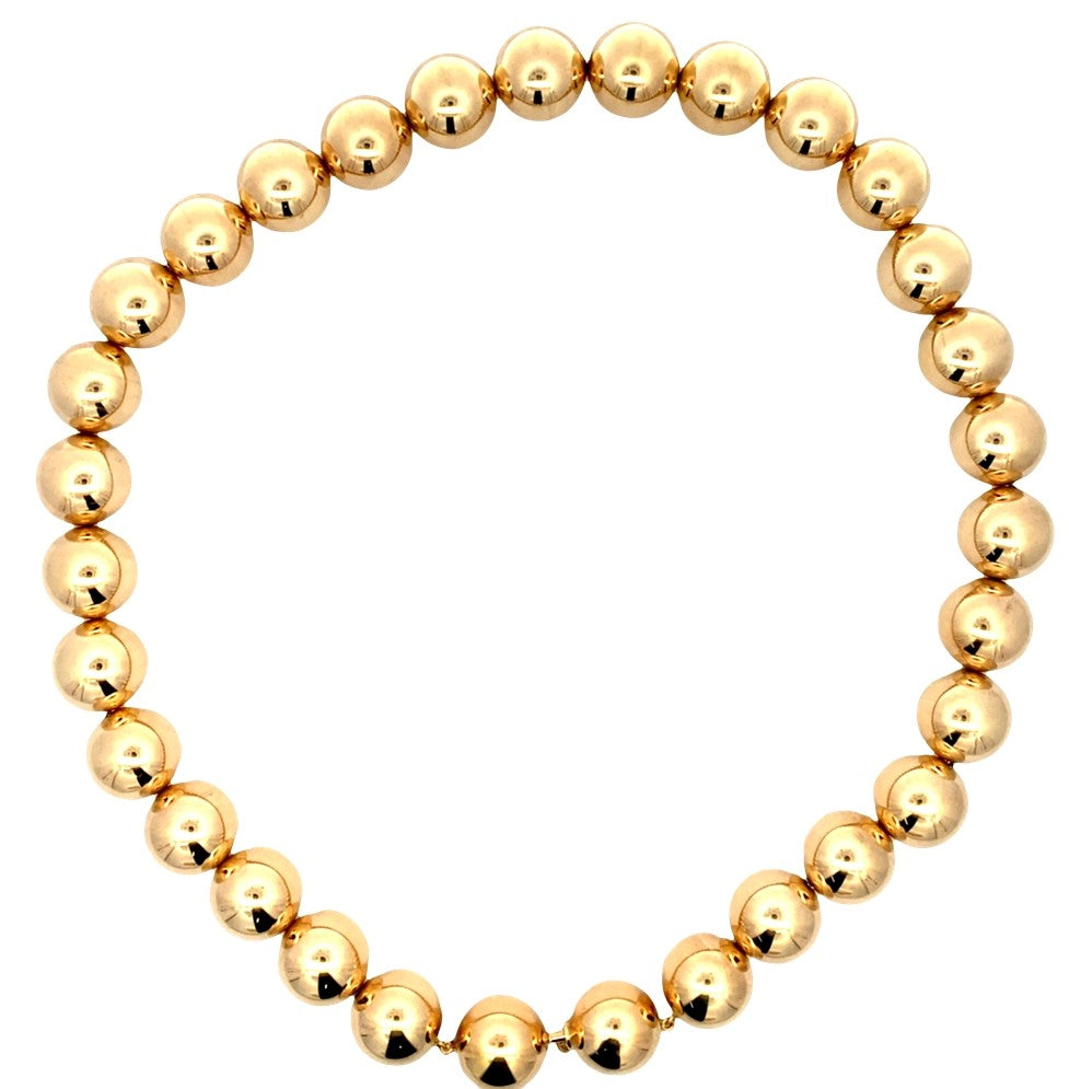 Estate Tiffany & Co. Bead Necklace 12.5mm in 14K Yellow Gold