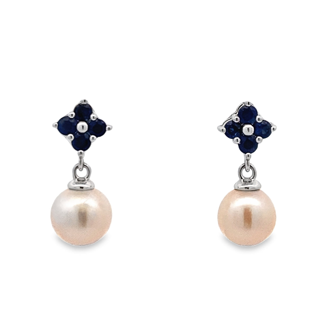 14KW Pearl/Sapphire Drop Earrings 922892/FWWH-AA