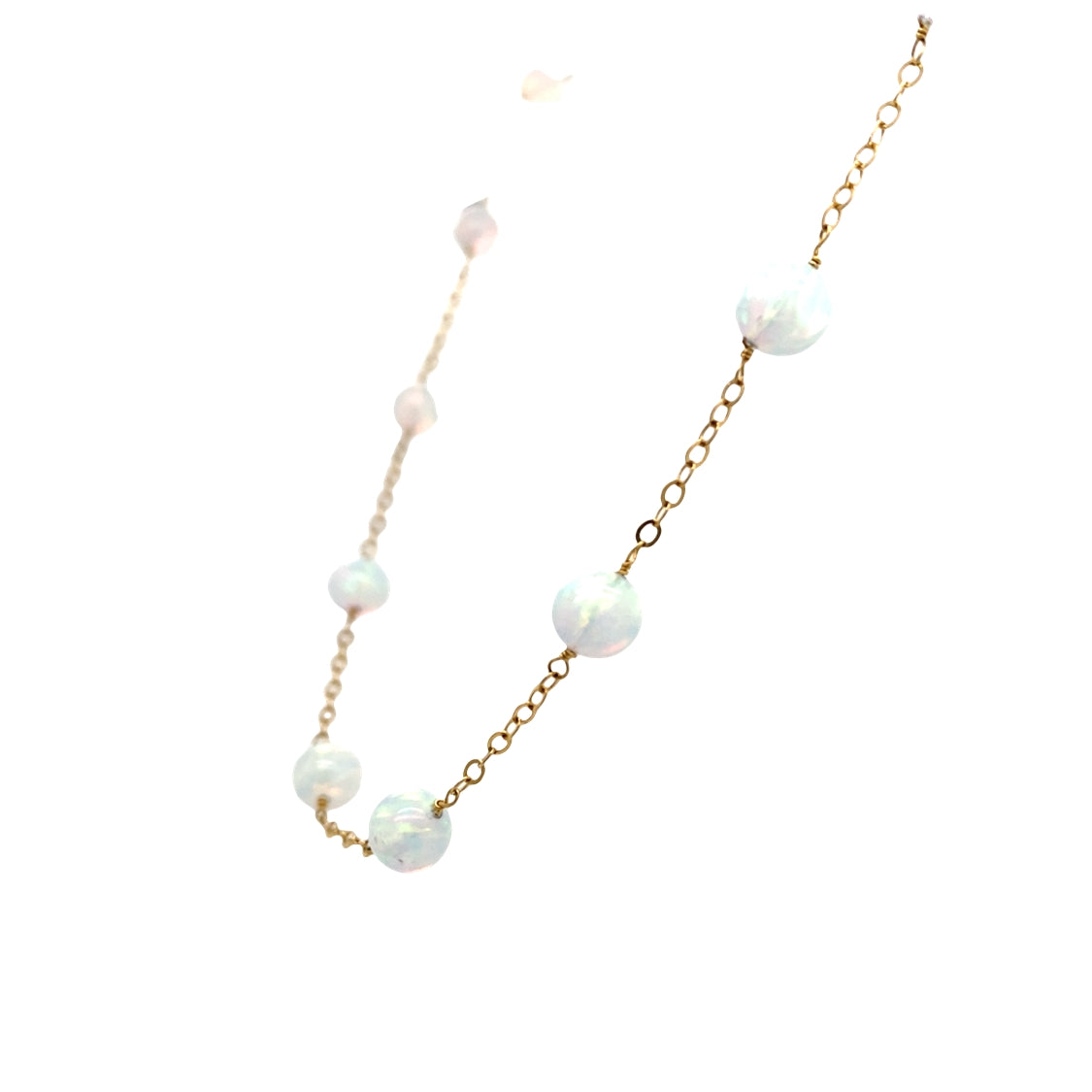 ESTATE Opal Station Necklace in Yellow Gold