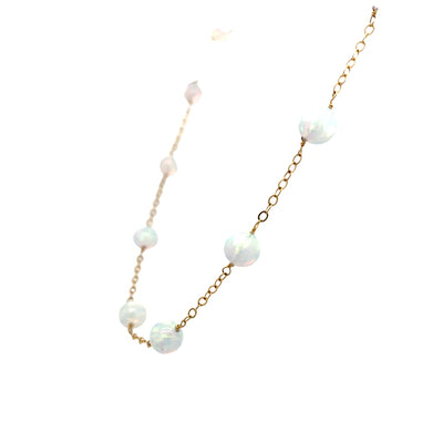 ESTATE Opal Station Necklace in Yellow Gold