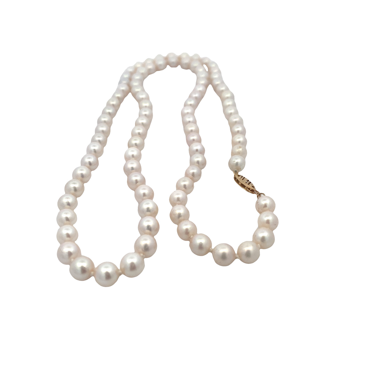 ESTATE 24" Strand Cultured Pearls in Yellow Gold