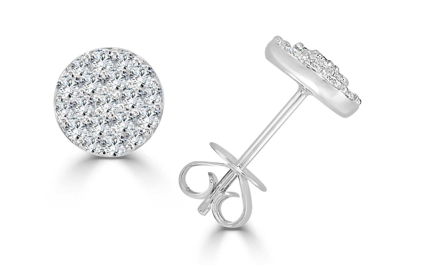 Diamond Cluster Stud Earrings in White Gold