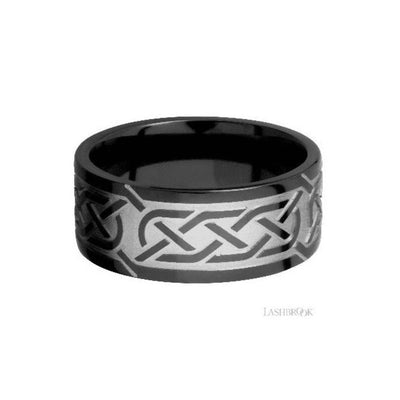 Celtic Design Wedding Band in Black Zirconium
