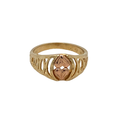 ESTATE Heart Dome Ring in Two-Tone Gold