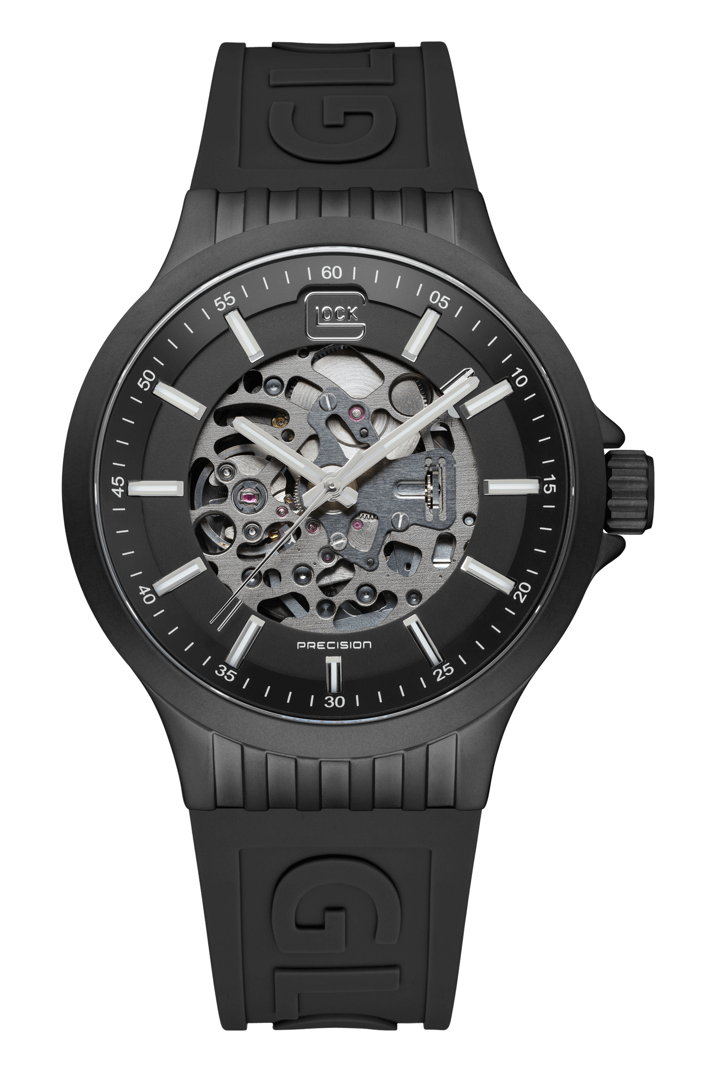 44mm Automatic Black SS Black Silicone Strap 10 ATM by Glock