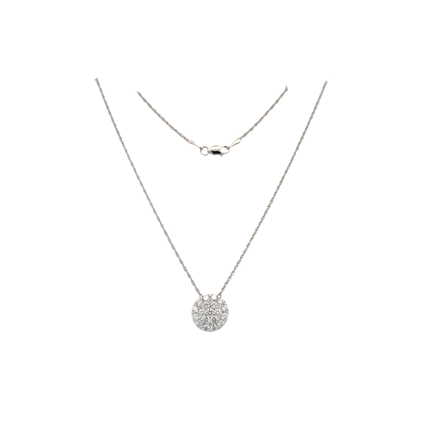 Diamond Cluster Pendant in White Gold by Allison Kaufman Co.