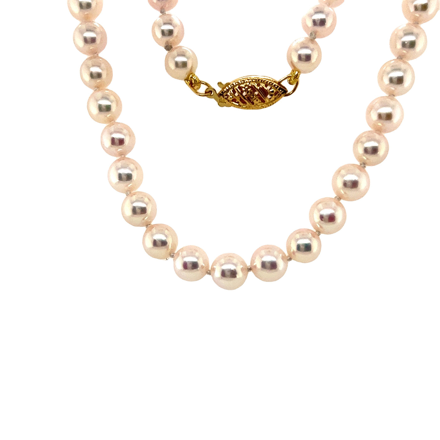 Beeghly & Co. 14 Karat Yellow Gold Akoya Pearl Necklace BCN-APL6MM