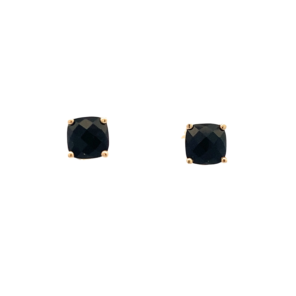 Black Onyx Studs in Yellow Gold