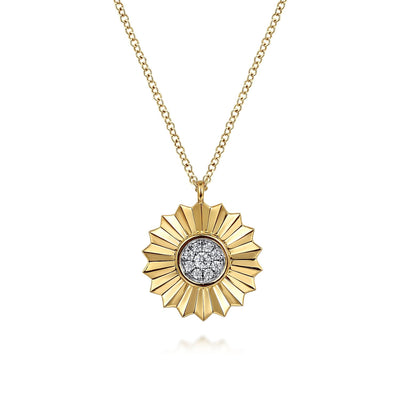 Diamond Floral Burst Pendant in Two-Tone Gold by Gabriel & Co.