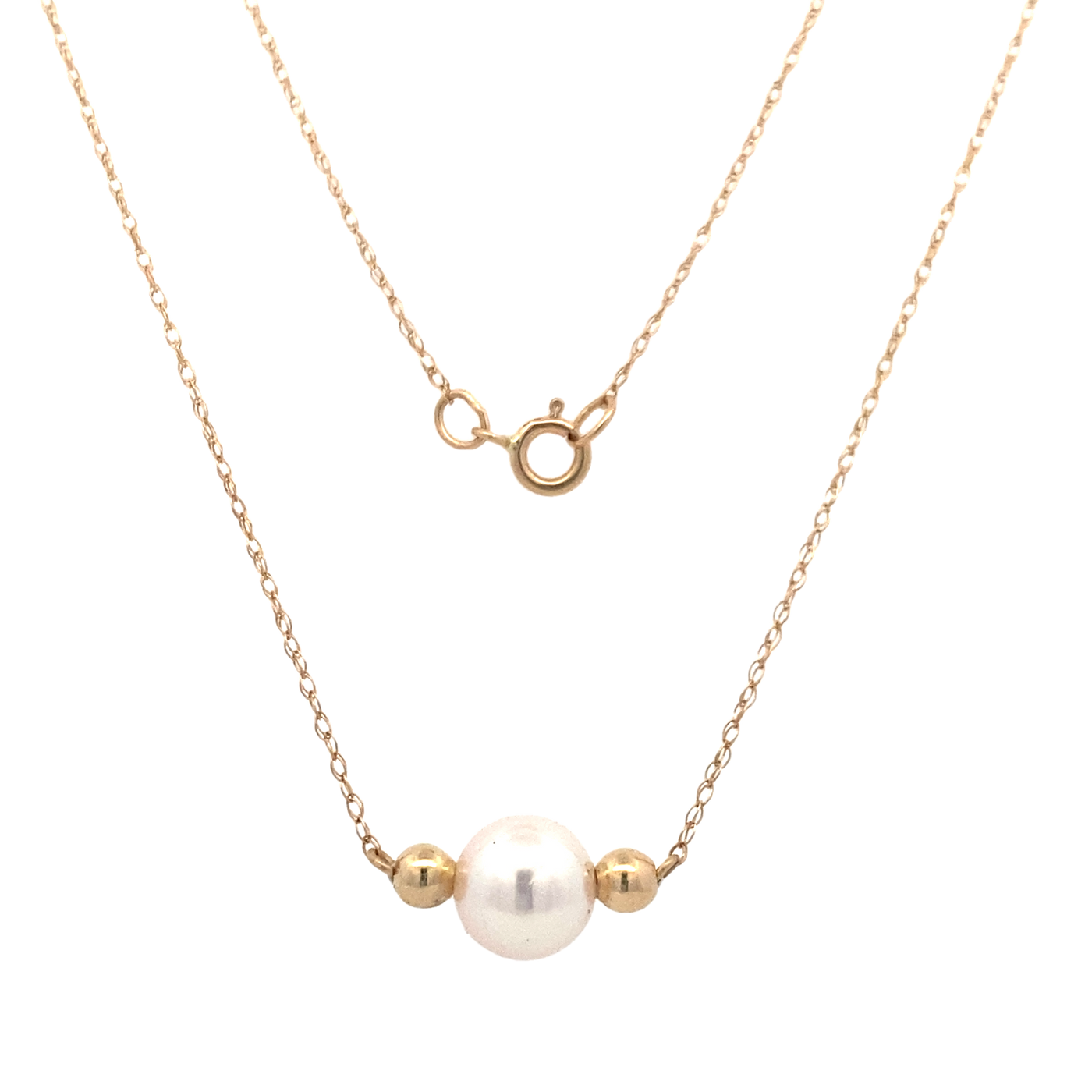 Children's One Pearl Add-A-Pearl Necklace in Yellow Gold by B&C