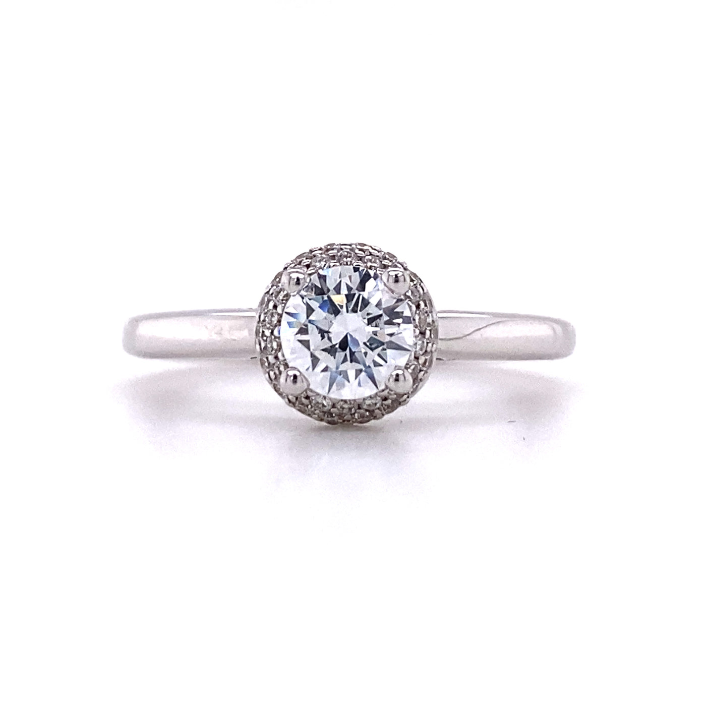 Round Diamond Halo Engagement Ring in White Gold