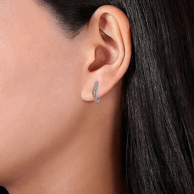 Diamond Huggie Earrings in White Gold By Gabriel & Co.