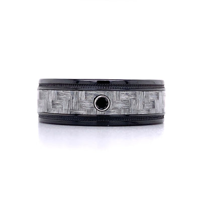 8mm Fancy Wedding Band in Black Zirconium