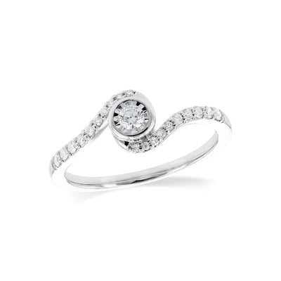 Allison Kaufman Co. 14 Karat White Gold with Side Stones Round Shape Diamond Engagement Ring D5855