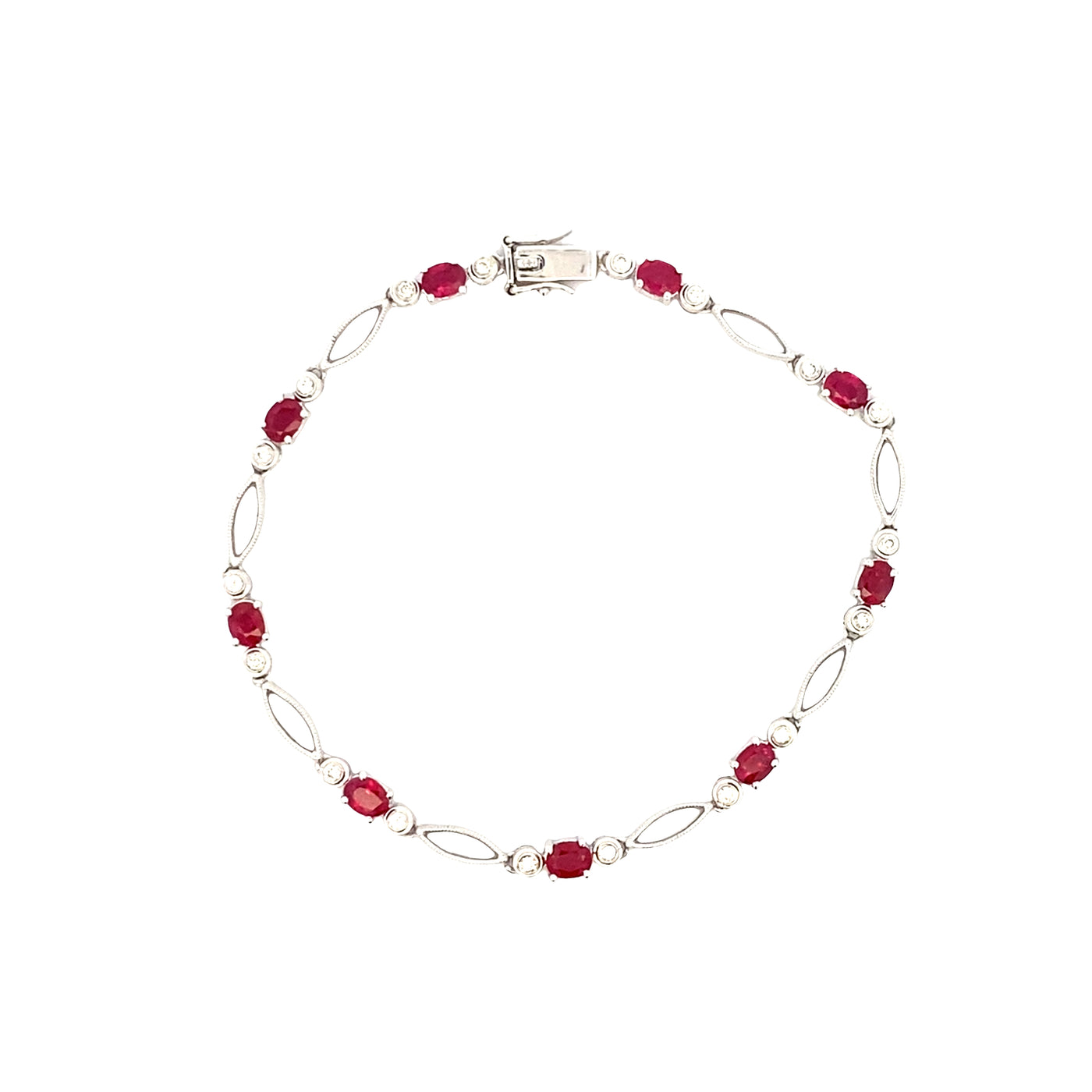 ESTATE Ruby and Diamond Bracelet in White Gold