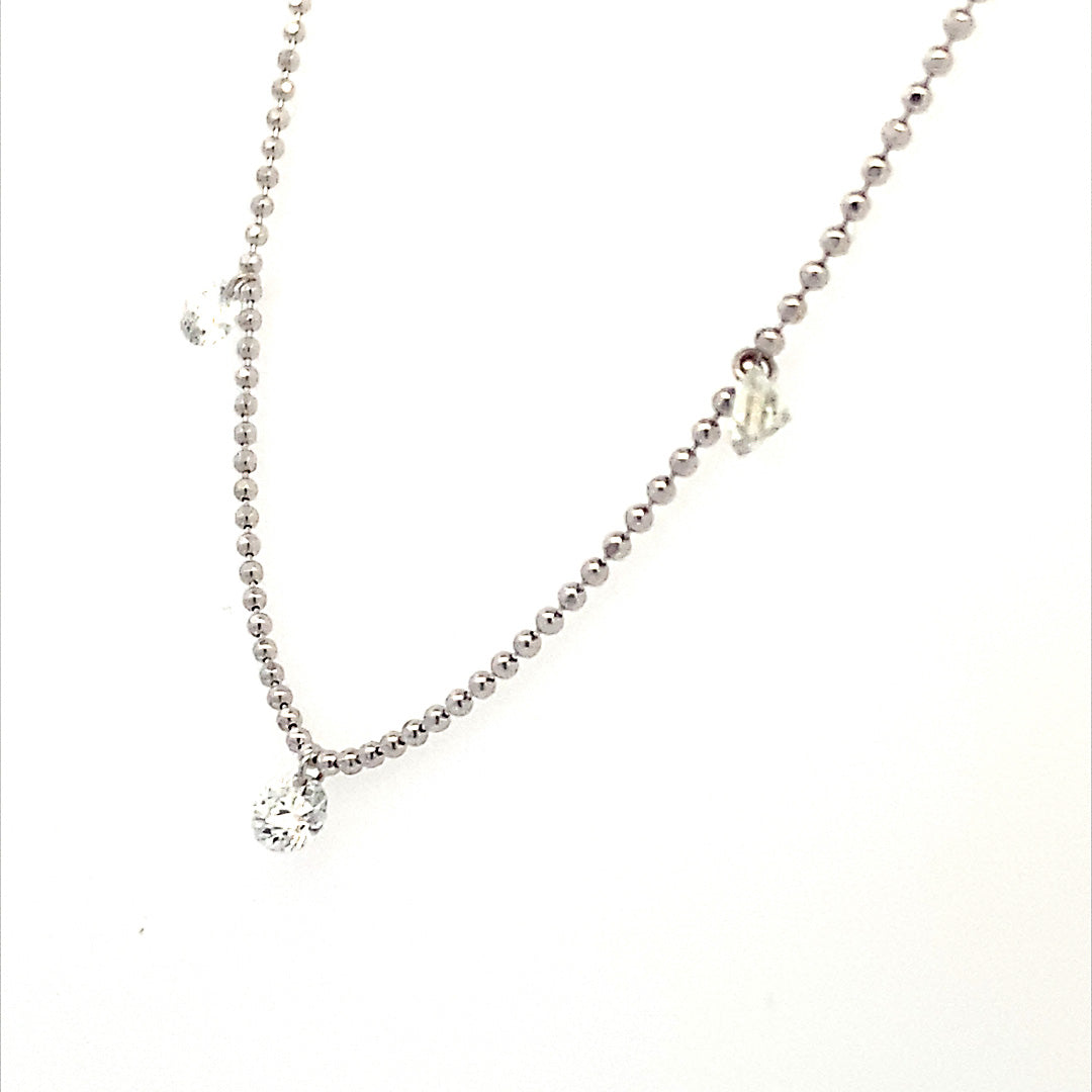 Five Station Dashing Diamond Necklace in White Gold