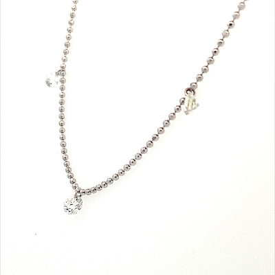 Five Station Dashing Diamond Necklace in White Gold