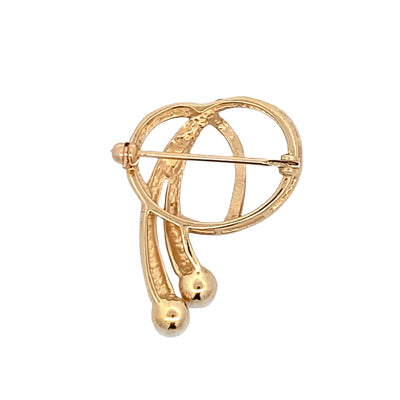 ESTATE Whimsical Swirl Pearl Pin in Yellow Gold