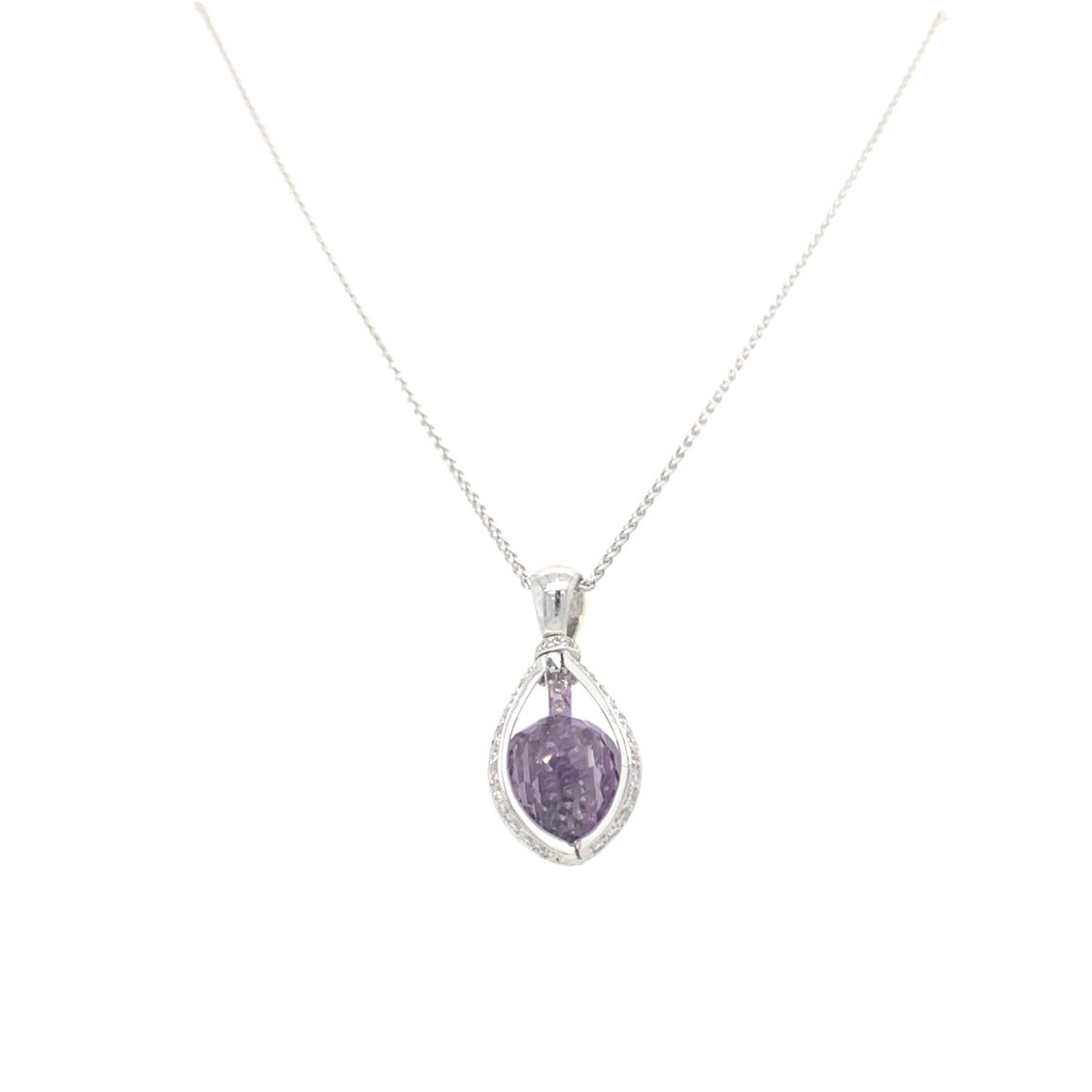 ESTATE Topaz/Amethyst Briolette Pendant in White Gold
