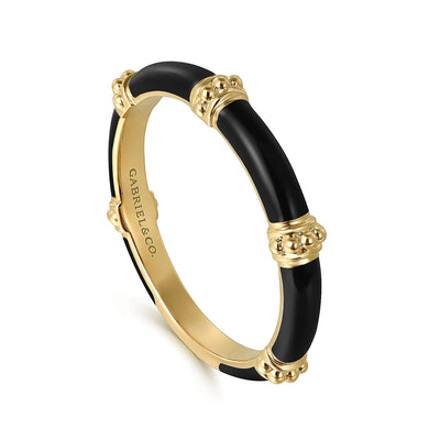 Black Enamel Ring in Yellow Gold by Gabriel & Co.