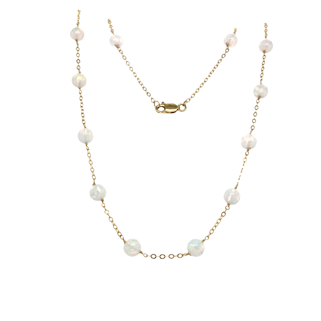 ESTATE Opal Station Necklace in Yellow Gold