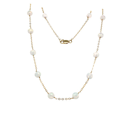 ESTATE Opal Station Necklace in Yellow Gold