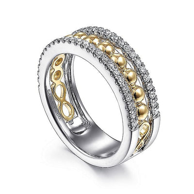 Gabriel & Co. 14 Karat Two-Tone Contemporary Style Round Diamond Fashion Ring - Lady's LR51778M45JJ