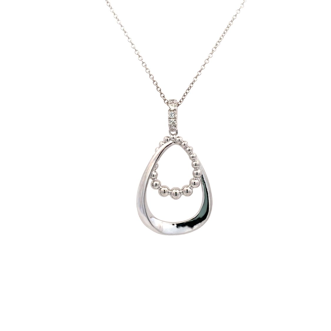 White Sapphire Bujukan Drop Pendant in Silver by Gabriel & Co.