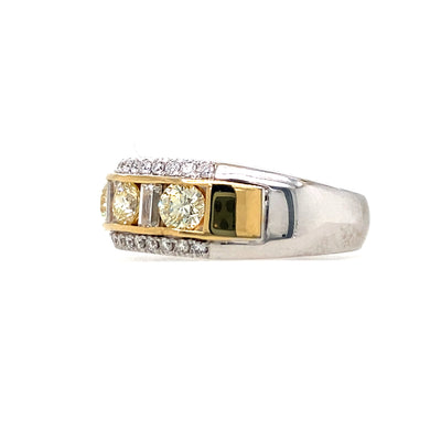 Five Stone Yellow Diamond Band in Two-Tone Gold by B&C