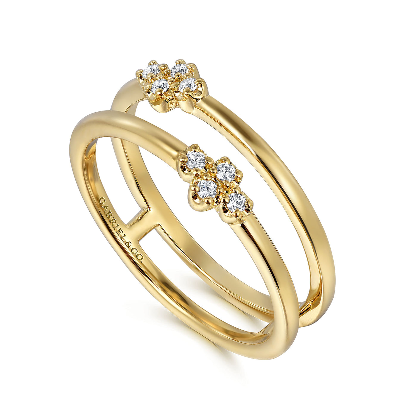 Diamond Bypass Ring in Yellow Gold by Gabriel & Co.