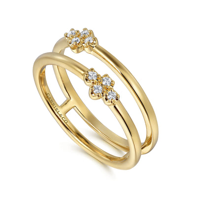Diamond Bypass Ring in Yellow Gold by Gabriel & Co.