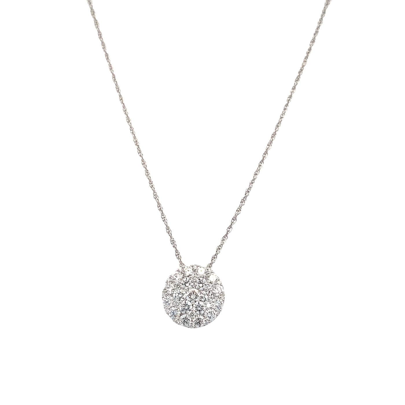 Diamond Disc Pendant in White Gold by Allison Kaufman