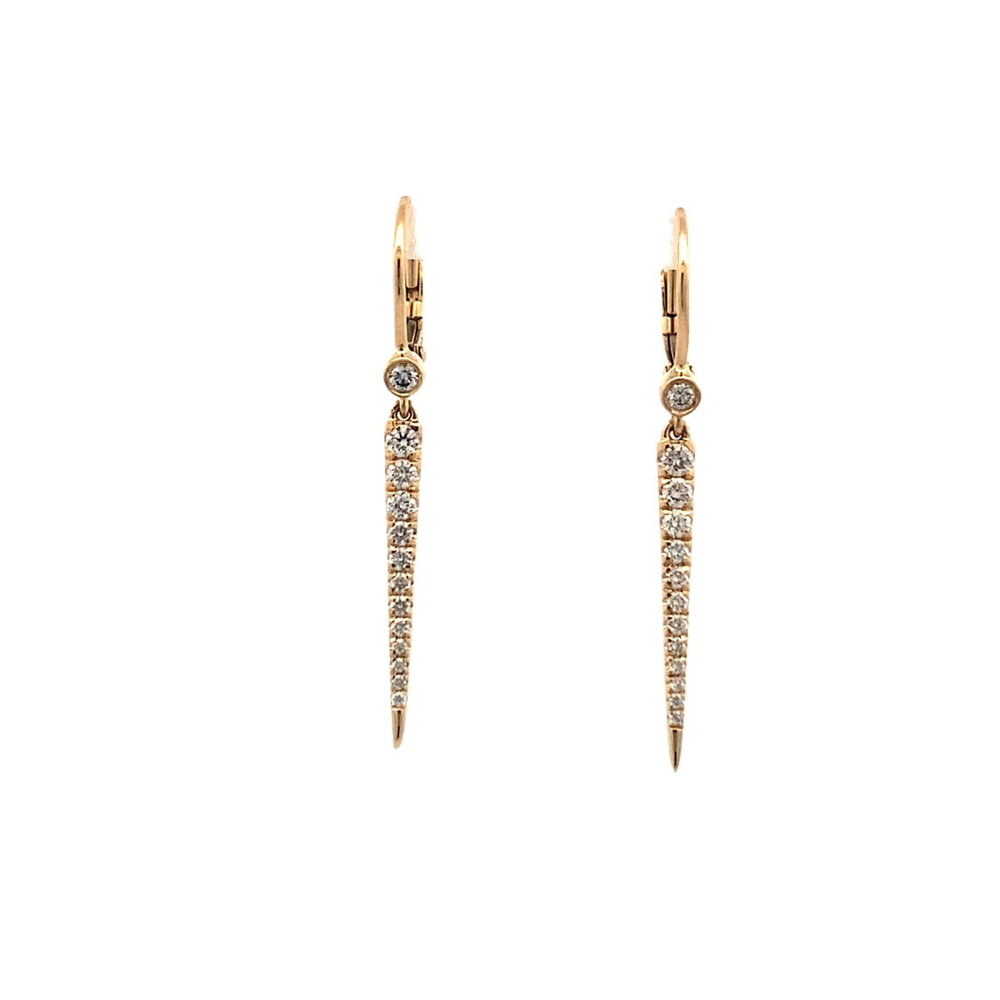 Diamond Peek a Boo Spike Earrings in Yellow Gold by Gabriel & Co.