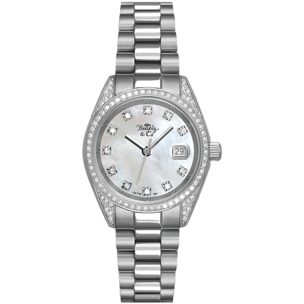 Ladies  Stainless Steel Dress Watch MOP Dial with Swarovski Crystals A4728W/B-LITY1