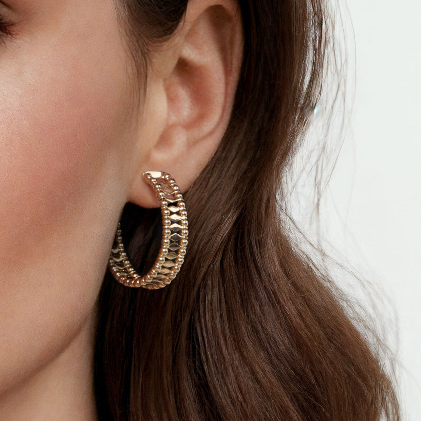 Beaded Wide Hoop Earrings in Yellow Gold by Gabriel & Co.