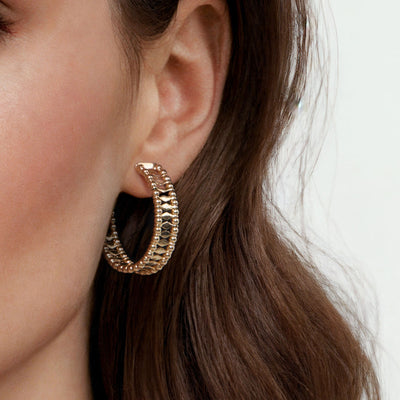 Beaded Wide Hoop Earrings in Yellow Gold by Gabriel & Co.