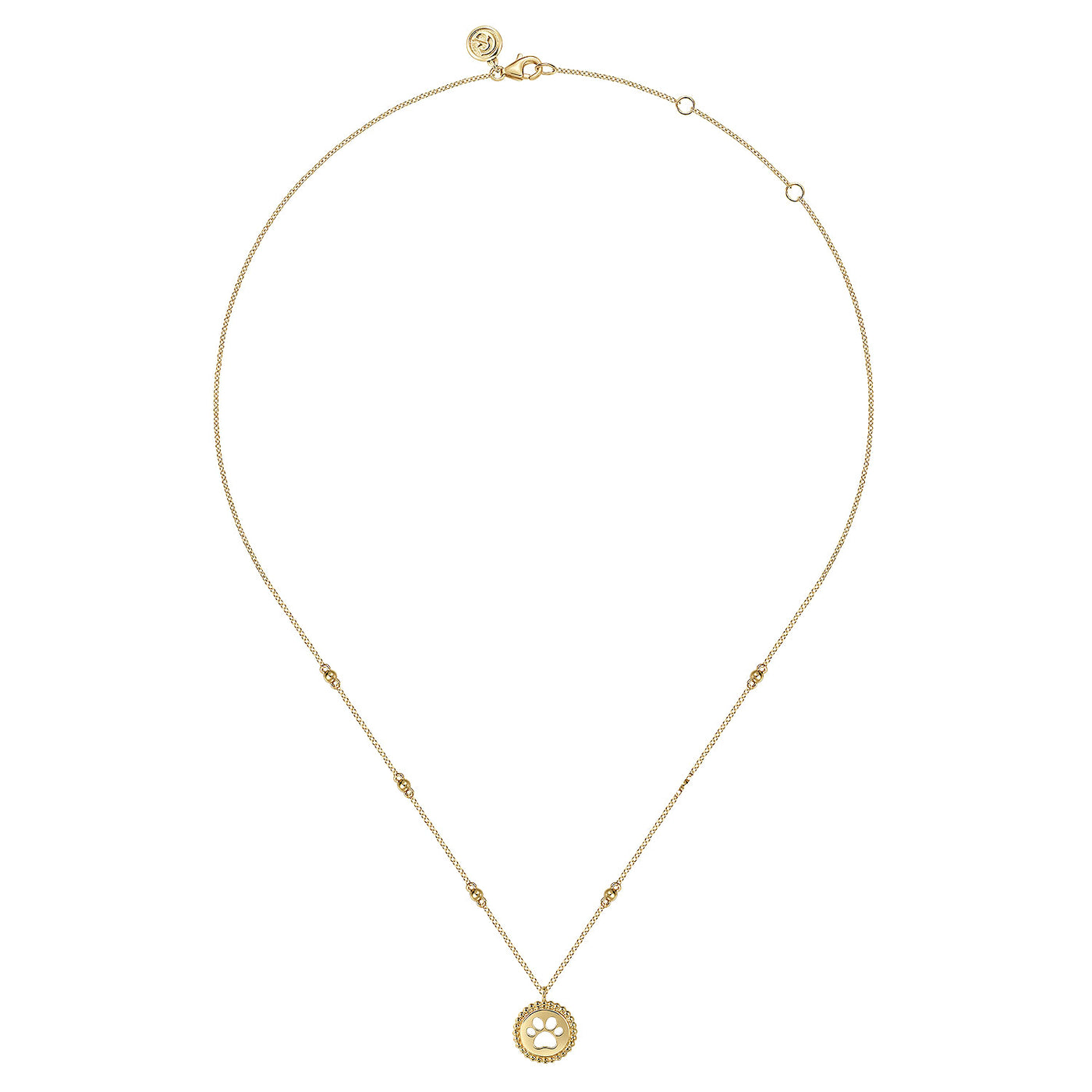 Paw Print Pendant Necklace in Yellow Gold by Gabriel & Co.